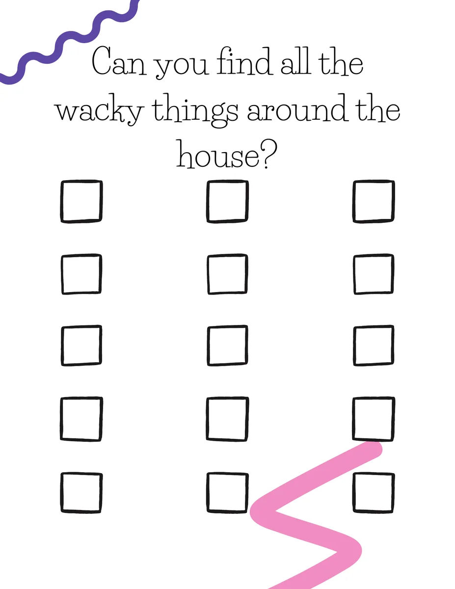 Family Fun Day Camp, Wacky Wednesday theme — silly scavenger hunt